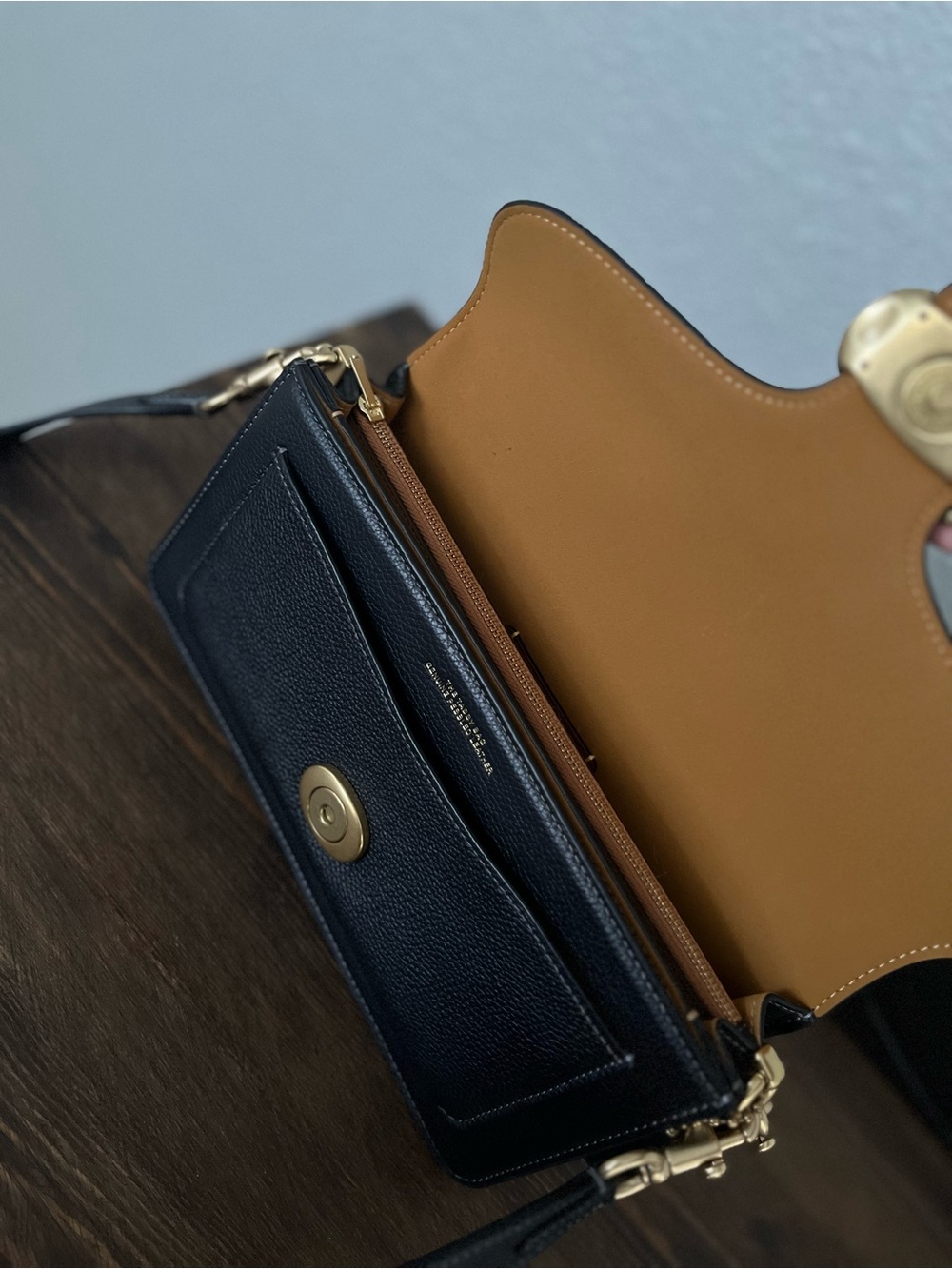 Coach Black Leather Crossbody with Gold-Tone Hardware - Picture 5 of 9